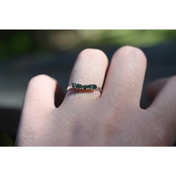Raw Emerald Ring Rough Emerald Wedding Ring Promise Ring Rough Emerald S… - Picture 2 of 2